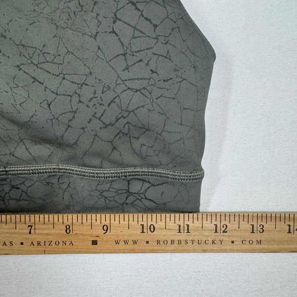 Lululemon Energy Bra Longline Olive Green Crackle Print Strappy Sports Bra Sz 4 - Picture 4 of 6